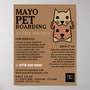 Póster Gato y perro, publicidad de embarque de Mascotas