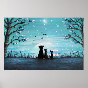 Póster Gato y perros Winter Sunset