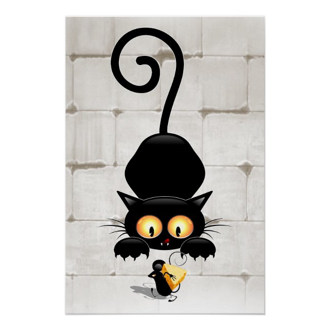 Póster Gato y ratón con personajes de dibujos animados di (Anverso)