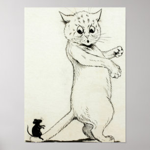 Póster Gato y ratón por Louis Wain