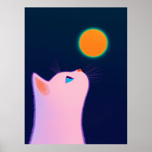 Póster Gato y sol minimalistas