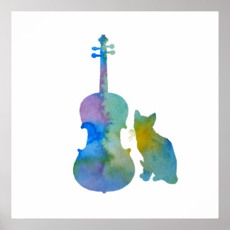Póster Gato y viola