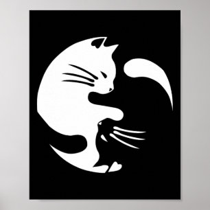 Póster Gato Yin Yang Paz Amo Idea de Regalo Interconectad