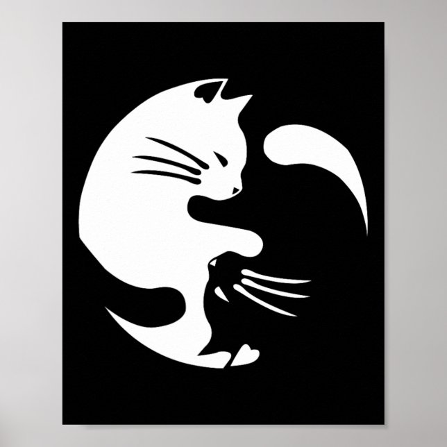 Póster Gato Yin Yang Paz Amo Idea de Regalo Interconectad (Frente)
