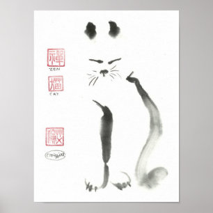 Póster Gato Zen meditante