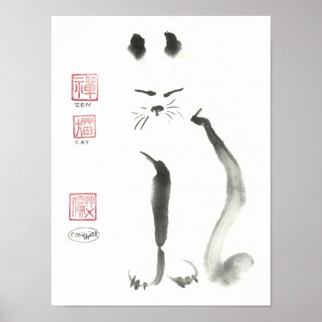 Póster Gato Zen meditante (Frente)