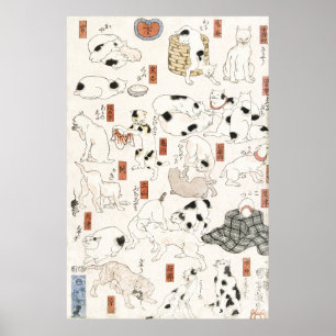 Póster Gatos (1847-1850) Utagawa Kuniyoshi.