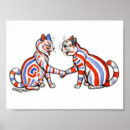 Póster Gatos a rayas, Louis Wain,