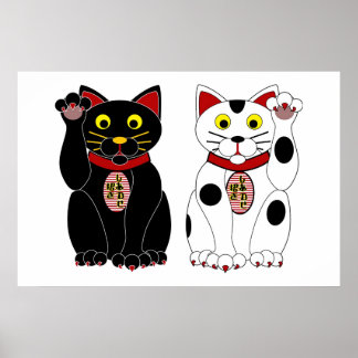 Póster Gatos afortunados