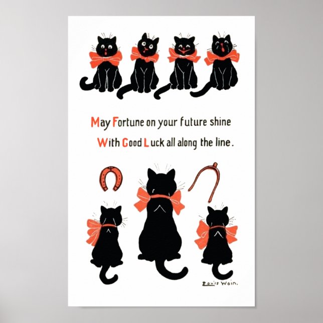 Póster Gatos afortunados, Louis Wain (Frente)