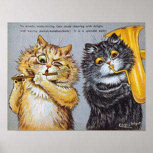 Póster Gatos amantes de la música, Louis Wain