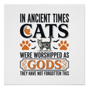 Póster Gatos Antiguos Divertidos Adorados Como Dioses Cam