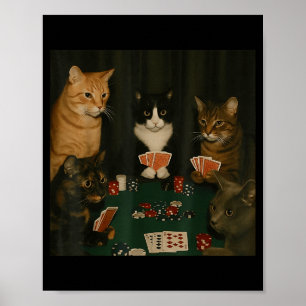 Póster Gatos antiguos jugando póquer Gato jugando carta G