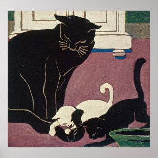 Póster Gatos Art Deco