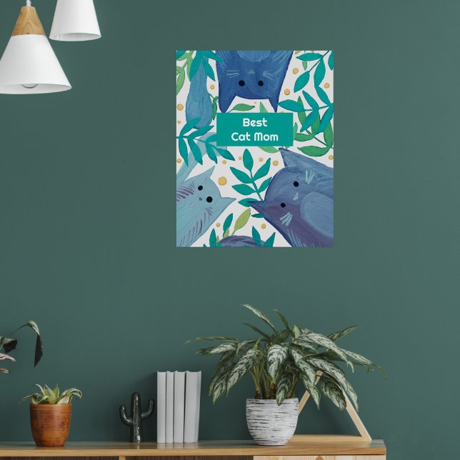 Póster Gatos azules y ramas Mejor mamá gata (Salón 1)