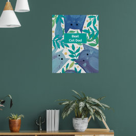 Póster Gatos azules y ramas Mejor papá gato