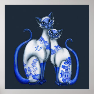Póster Gatos azules y salvajes de Siamese