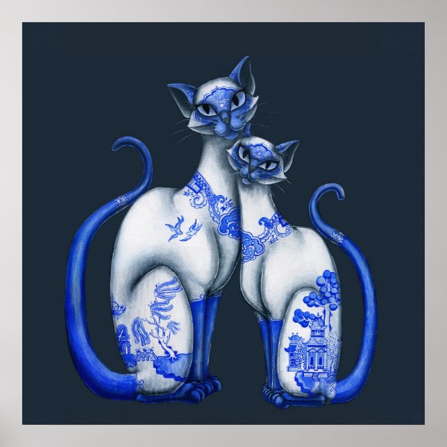 Póster Gatos azules y salvajes de Siamese (Frente)