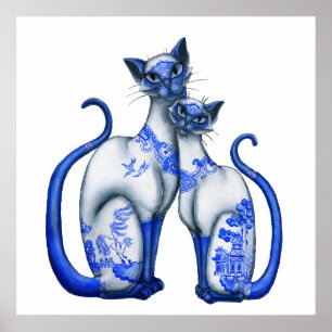 Póster Gatos azules y salvajes de Siamese