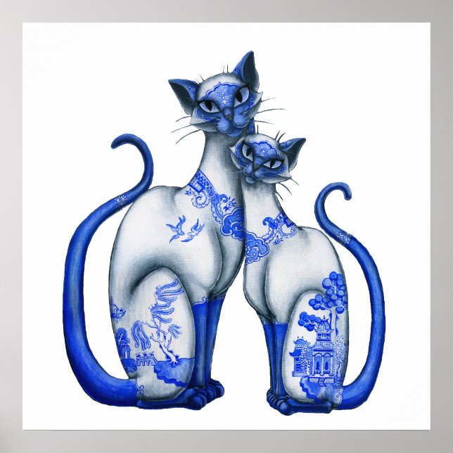 Póster Gatos azules y salvajes de Siamese (Frente)