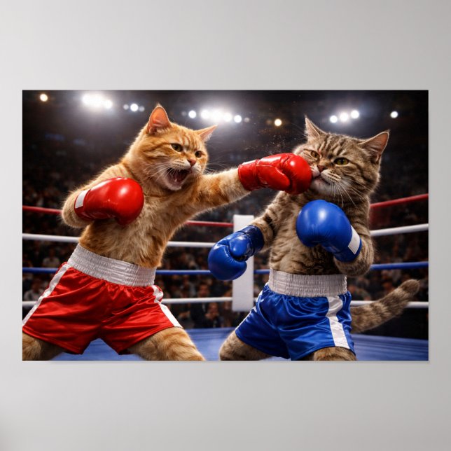 Póster Gatos Boxeando (Frente)