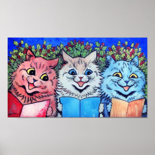 Póster Gatos cantando villancicos, Louis Wain
