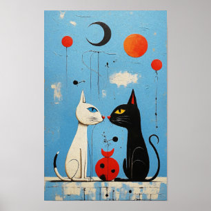 Póster Gatos - Cat - un gráfico inspirado en un joan miró
