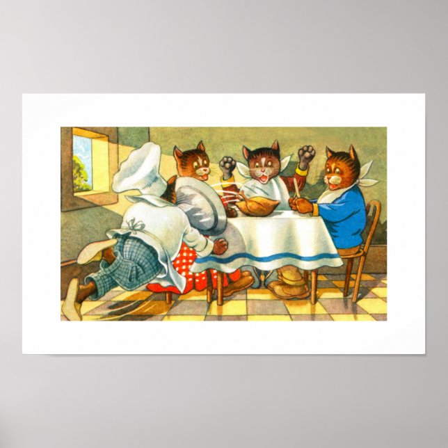 Póster Gatos cenando (Frente)