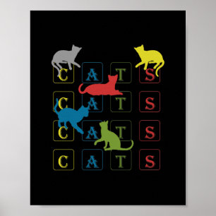 Póster Gatos coloridos para los amantes del gato y los pr
