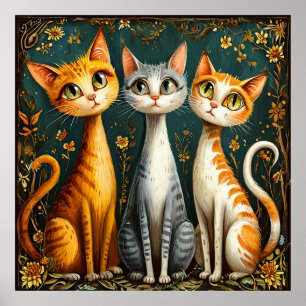 Póster Gatos coloridos y cortos