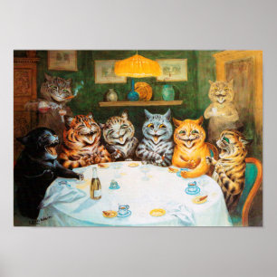 Póster Gatos con Cigarros y Brandy, Louis Wain