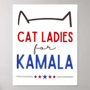 Póster Gatos Damas De Kamala, Un Gato Amante Gracioso