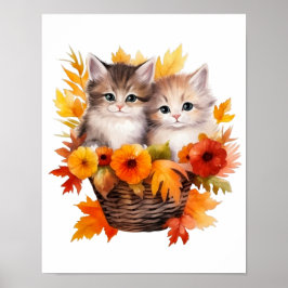 Póster Gatos de gatitos personalizados en cesta