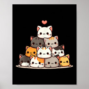 Póster Gatos de gato lindo Anime Kawaii Neko