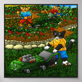Póster Gatos de jardinería de verano