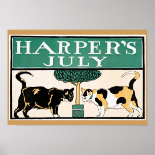 Póster Gatos de julio de Harper del vintage de Edward