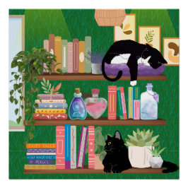 Póster Gatos de librería
