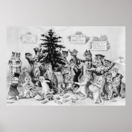 Póster Gatos de los Navidades Louis Wain