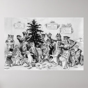 Póster Gatos de los Navidades Louis Wain