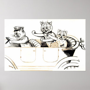 Póster Gatos de luna de miel, Louis Wain