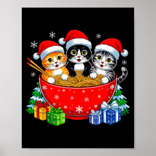 Póster Gatos de Navidad Kit de Ramen Gatito Anime Navidad