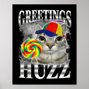 Póster Gatos de piruleta Meme Saludos Huzz Divertido Gato
