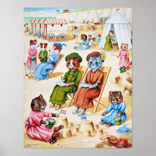 Póster Gatos de tiempo de vacaciones, Louis Wain