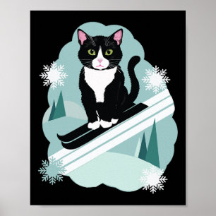 Póster Gatos De Tuxedo Y Hinchas De Deportes De Invierno