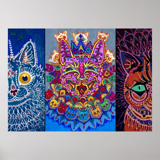 Póster Gatos decorativos de Louis Wain (Frente)