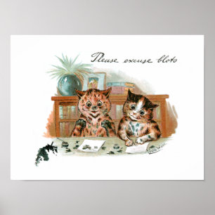 Póster Gatos desordenados por Louis Wain Postcard