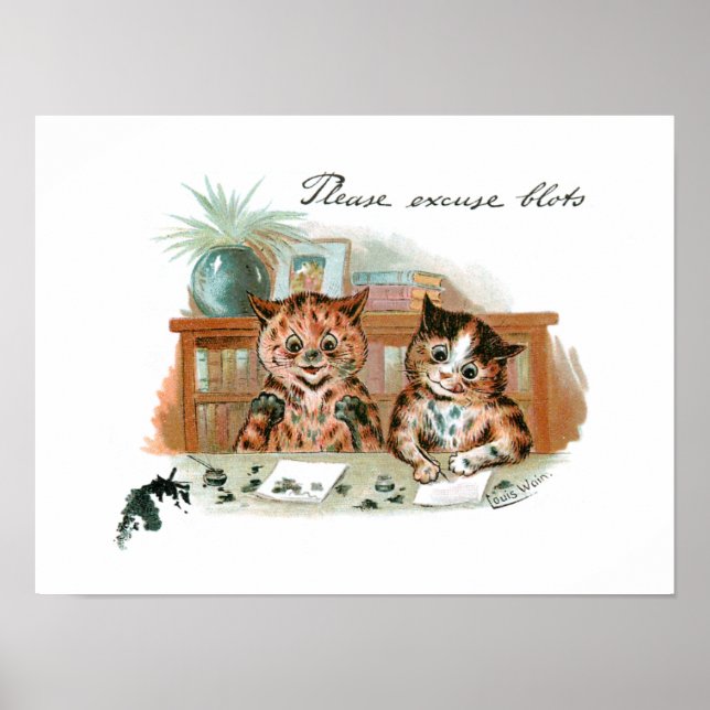 Póster Gatos desordenados por Louis Wain Postcard (Frente)