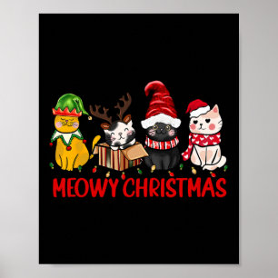 Póster Gatos divertidos de Navidad - Gatitos lindos con s