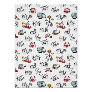 Póster Gatos divertidos, leche y magia.