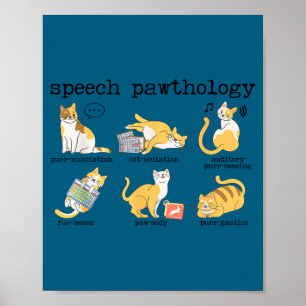 Póster Gatos divertidos terapia del habla patólogo del le